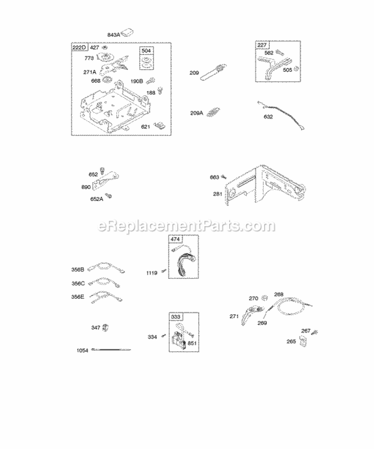Controls Governor Spring Ignition Diagram and Parts List for 12S252-0111-F8  Briggs and Stratton Engine